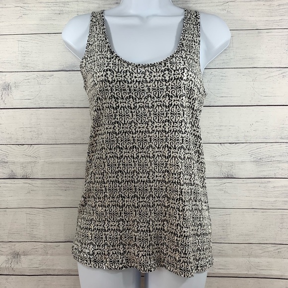 EUC J. Crew “Sunlit” Sequin Tank White/ Black - Picture 1 of 8